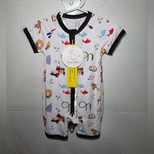 Lama Littles NWT White 80's Print Short Sleeve Baby One-Piece